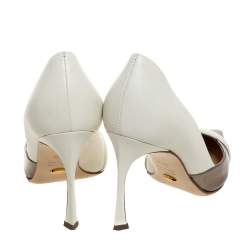 Pre Owned Sergio Rossi Tri Color Leather Pleated Cap Toe Pumps Size 35.5