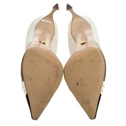 Pre Owned Sergio Rossi Tri Color Leather Pleated Cap Toe Pumps Size 35.5