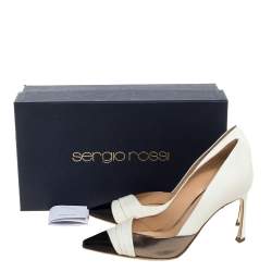 Pre Owned Sergio Rossi Tri Color Leather Pleated Cap Toe Pumps Size 35.5