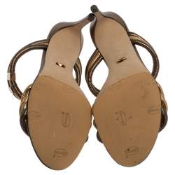 مملوكة مسبقًا صندل سيرجيو روسي ميتاليك أخضر داكن / ذهبي سير حرف تي مقاس 35