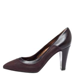 Sergio Rossi Brown Nubuck Leather Platform Pointed Toe Pumps Size 39.5