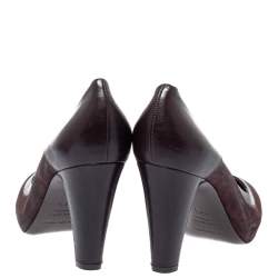Sergio Rossi Brown Nubuck Leather Platform Pointed Toe Pumps Size 39.5