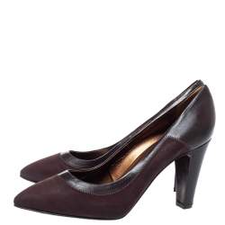 Sergio Rossi Brown Nubuck Leather Platform Pointed Toe Pumps Size 39.5