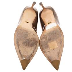 Pre Owned Sergio Rossi Metallic Bronze Leather Pointed Toe Pumps Size 39