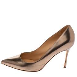 Pre Owned Sergio Rossi Metallic Bronze Leather Pointed Toe Pumps Size 39