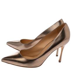 Pre Owned Sergio Rossi Metallic Bronze Leather Pointed Toe Pumps Size 39