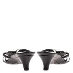 مملوكة مسبقًا Sergio Rossi Black Leather Strappy Kitten Heel Sandals Size 41