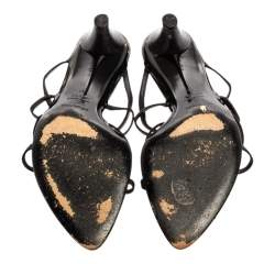 مملوكة مسبقًا Sergio Rossi Black Leather Strappy Kitten Heel Sandals Size 41
