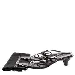 مملوكة مسبقًا Sergio Rossi Black Leather Strappy Kitten Heel Sandals Size 41