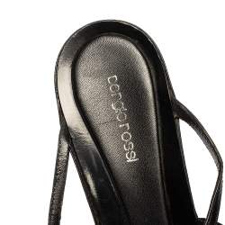 مملوكة مسبقًا Sergio Rossi Black Leather Strappy Kitten Heel Sandals Size 41