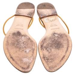 Pre Owned Sergio Rossi Tan Leather Knot Detail Flat Thong Sandals Size 40.5