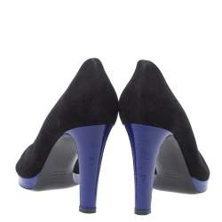 Pre Owned حذاء كعب عالي سيرجيو روسي نعل سميك مقدمة مفتوحة سويدي أسود  مقاس 36.5