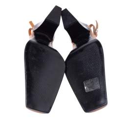 مملوكة مسبقًا حذاء كعب عالى سيرجيو روسى مقدمة مربعة فتحة كعب فينتدج جلد بنى مقاس 38.5