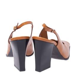 مملوكة مسبقًا حذاء كعب عالى سيرجيو روسى مقدمة مربعة فتحة كعب فينتدج جلد بنى مقاس 38.5