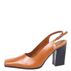 مملوكة مسبقًا حذاء كعب عالى سيرجيو روسى مقدمة مربعة فتحة كعب فينتدج جلد بنى مقاس 38.5