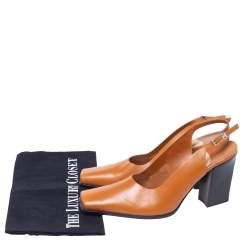 مملوكة مسبقًا حذاء كعب عالى سيرجيو روسى مقدمة مربعة فتحة كعب فينتدج جلد بنى مقاس 38.5