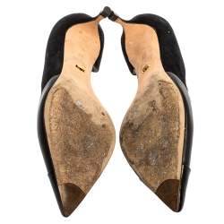 Pre Owned حذاء كعب عالى سيرجيو روسى مقدمة مدببة جلد وسويدى أسود مقاس 39