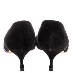 Pre Owned حذاء كعب عالى سيرجيو روسى مقدمة مدببة جلد وسويدى أسود مقاس 39