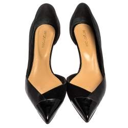 Pre Owned حذاء كعب عالى سيرجيو روسى مقدمة مدببة جلد وسويدى أسود مقاس 39