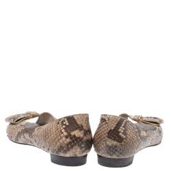 Pre Owned Sergio Rossi Python Leather Open Toe Ballet Flats Size 40