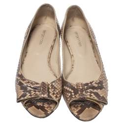 Pre Owned Sergio Rossi Python Leather Open Toe Ballet Flats Size 40