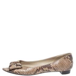Pre Owned Sergio Rossi Python Leather Open Toe Ballet Flats Size 40