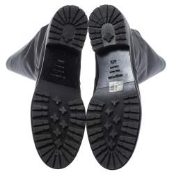 Pre Owned Sergio Rossi Black Leather Mid Length Boots Size 40.5