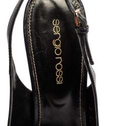 Pre Owned صندل سيرجيو روسى نعل سميك مقدمة مفتوحة فتحة كعب جلد لامع أزرق مقاس 36