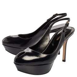 Pre Owned صندل سيرجيو روسى نعل سميك مقدمة مفتوحة فتحة كعب جلد لامع أزرق مقاس 36