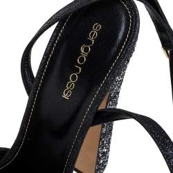 مملوكة مسبقًا صندل سيرجيو روسى مقدمة مستديرة فريدا غليتر خشن أسود مقاس 39