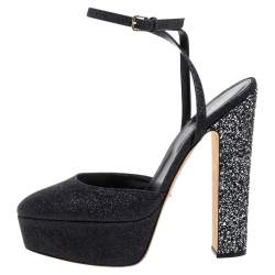 مملوكة مسبقًا صندل سيرجيو روسى مقدمة مستديرة فريدا غليتر خشن أسود مقاس 39