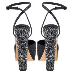 مملوكة مسبقًا صندل سيرجيو روسى مقدمة مستديرة فريدا غليتر خشن أسود مقاس 39