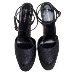 مملوكة مسبقًا صندل سيرجيو روسى مقدمة م ستديرة فريدا غليتر خشن أسود مقاس 39