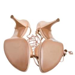 مملوكة مسبقًا صندل سيرجيو روسي ساتان خوخي مزخرف كريستال برباط مقاس 41