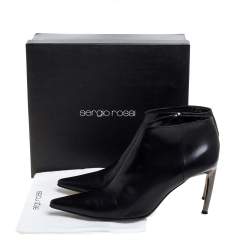 Pre Owned Sergio Rossi Black Leather Pointed Toe Ankle Booties Size 39.5