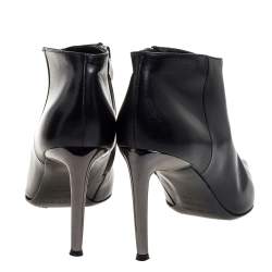 Pre Owned Sergio Rossi Black Leather Pointed Toe Ankle Booties Size 39.5