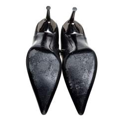 Pre Owned Sergio Rossi Black Leather Pointed Toe Ankle Booties Size 39.5