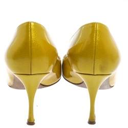 Pre Owned Sergio Rossi Yellow Patent Leather Scarpe Donna Pointed Toe Pumps Size 38.5