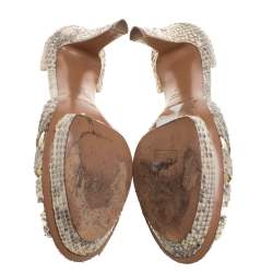 Pre Owned Sergio Rossi Beige Python Platform Sandals Size 39.5
