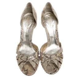 Pre Owned Sergio Rossi Beige Python Platform Sandals Size 39.5