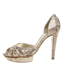 Pre Owned Sergio Rossi Beige Python Platform Sandals Size 39.5