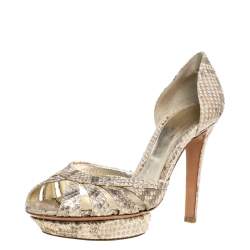 Pre Owned Sergio Rossi Beige Python Platform Sandals Size 39.5