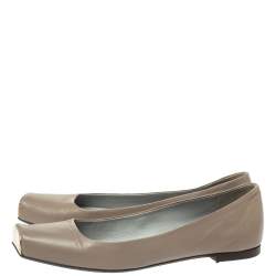 Pre Owned Sergio Rossi Grey Leather Square Toe Ballet Flats Size 40