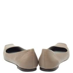 Pre Owned Sergio Rossi Grey Leather Square Toe Ballet Flats Size 40
