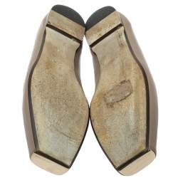 Pre Owned Sergio Rossi Grey Leather Square Toe Ballet Flats Size 40