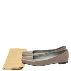 Pre Owned Sergio Rossi Grey Leather Square Toe Ballet Flats Size 40