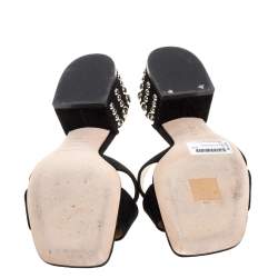 Pre Owned صندل سيرجيو روسي مرصع سيور متعاكسة سويدي أسود مقاس 38