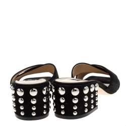 Pre Owned صندل سيرجيو روسي مرصع سيور متعاكسة سويدي أسود مقاس 38