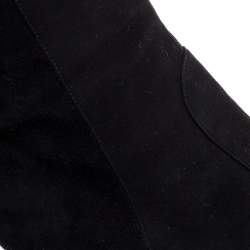 Pre Owned Sergio Rossi Black Suede Knee High Boots Size 38