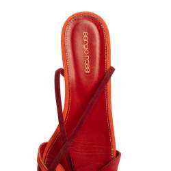 Pre Owned Sergio Rossi Orange/Red Suede Leather Ankle Wrap Flats Size 40